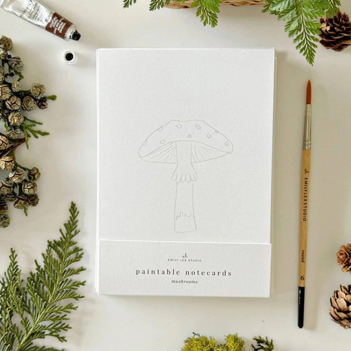 Mushrooms Paintable Notecard, Set of 8