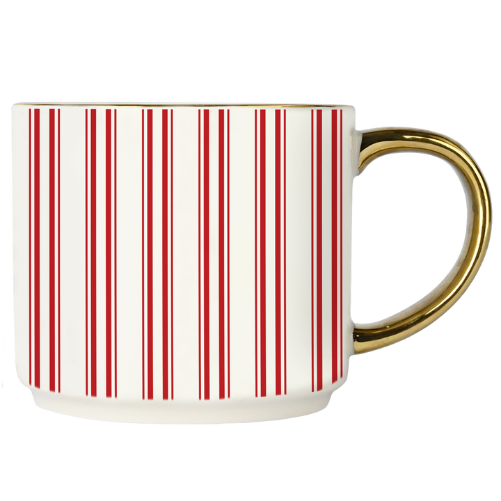 Striped Bone China Mug, 14 oz, 2 Colors