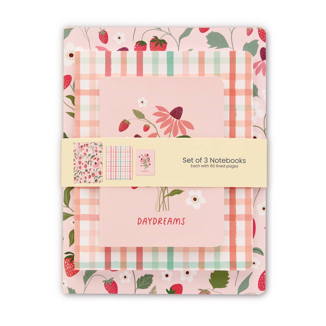 Strawberry Daydreams Stitched Notebooks, Set of 3