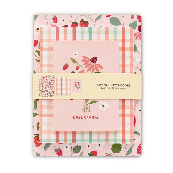 Strawberry Daydreams Stitched Notebooks, Set of 3