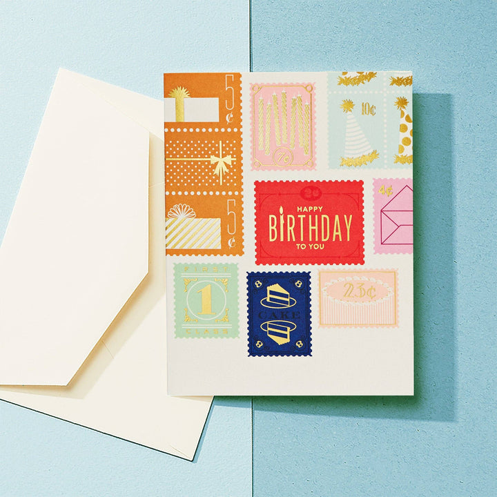 Vintage Stamps Birthday Card