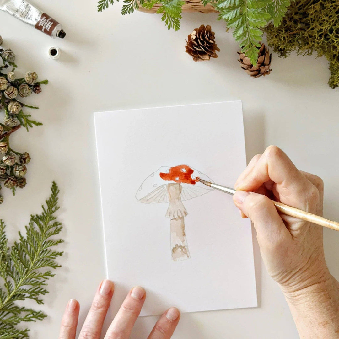 Mushrooms Paintable Notecard, Set of 8