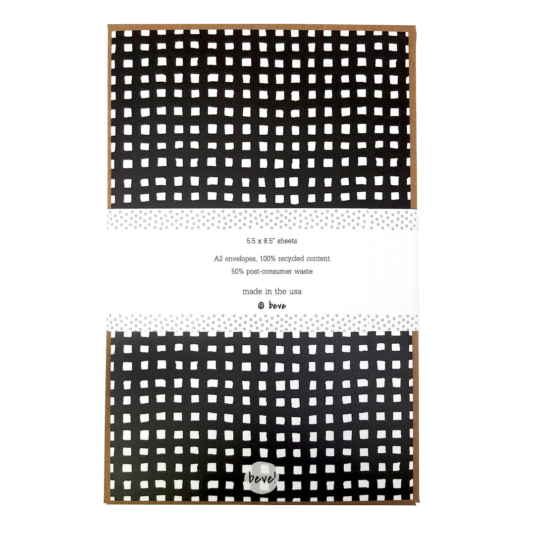 Black Gingham Stationery Set