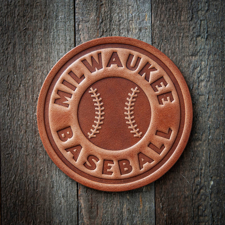 Leather Coaster - Milwaukee Baseball