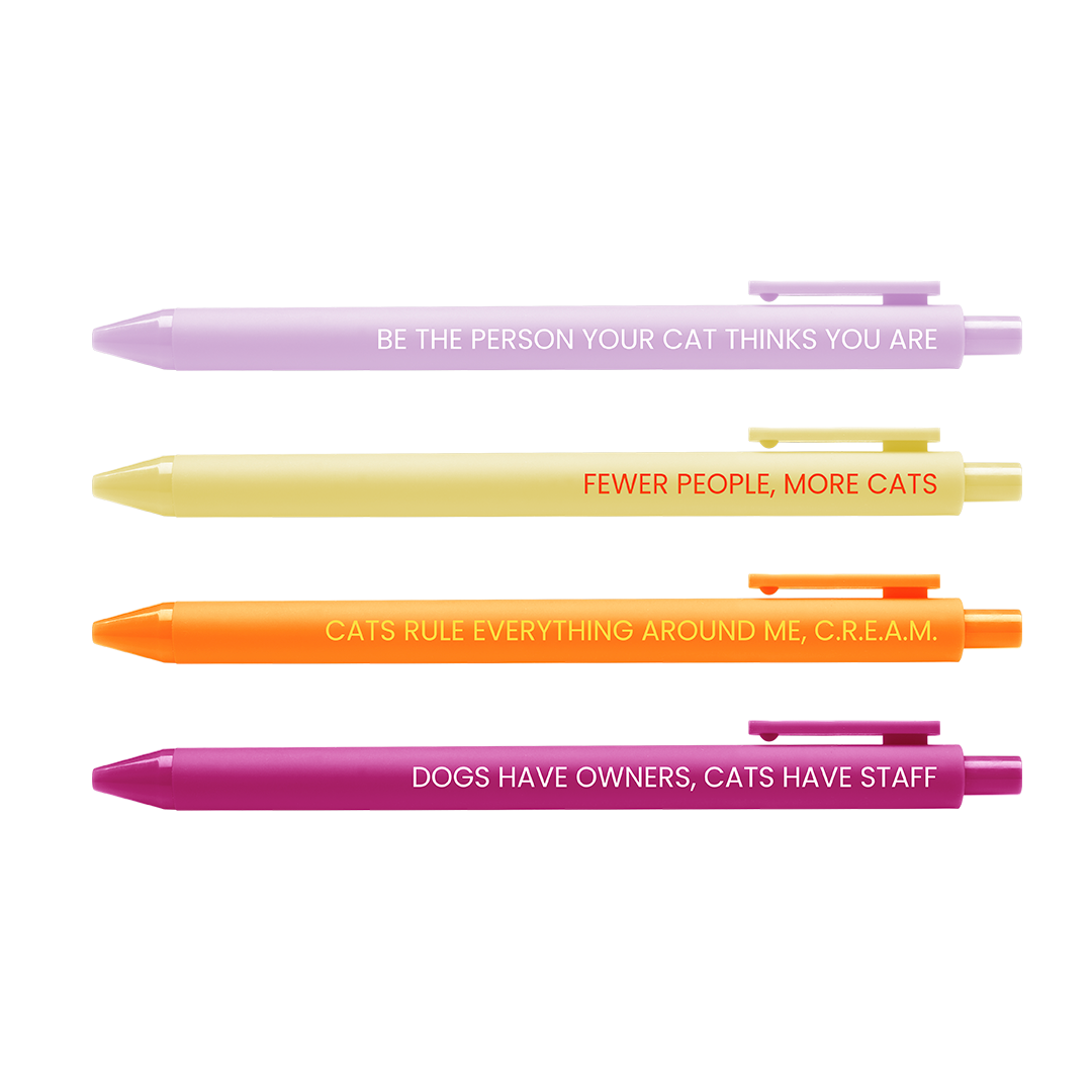 The four pens arranged horizontally, one atop the other.