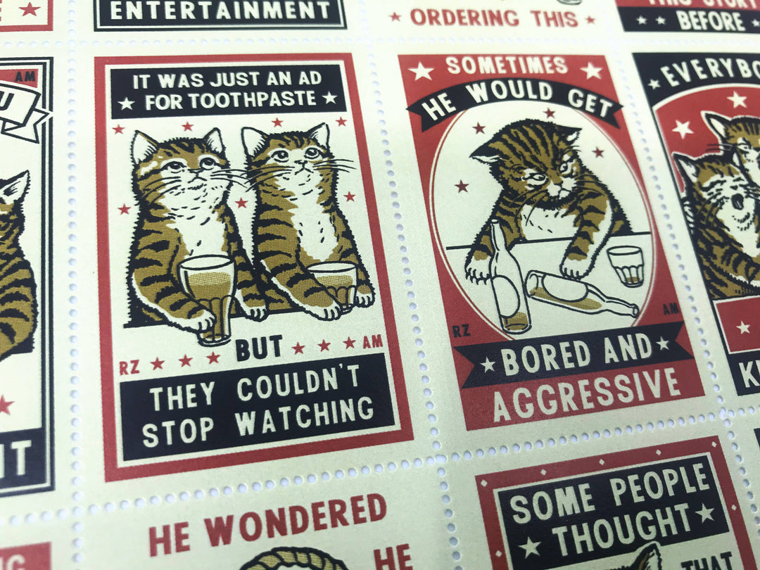 Drunk Cats Lick & Stick Stamps