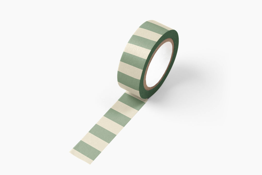 Roll of green and white washi tape