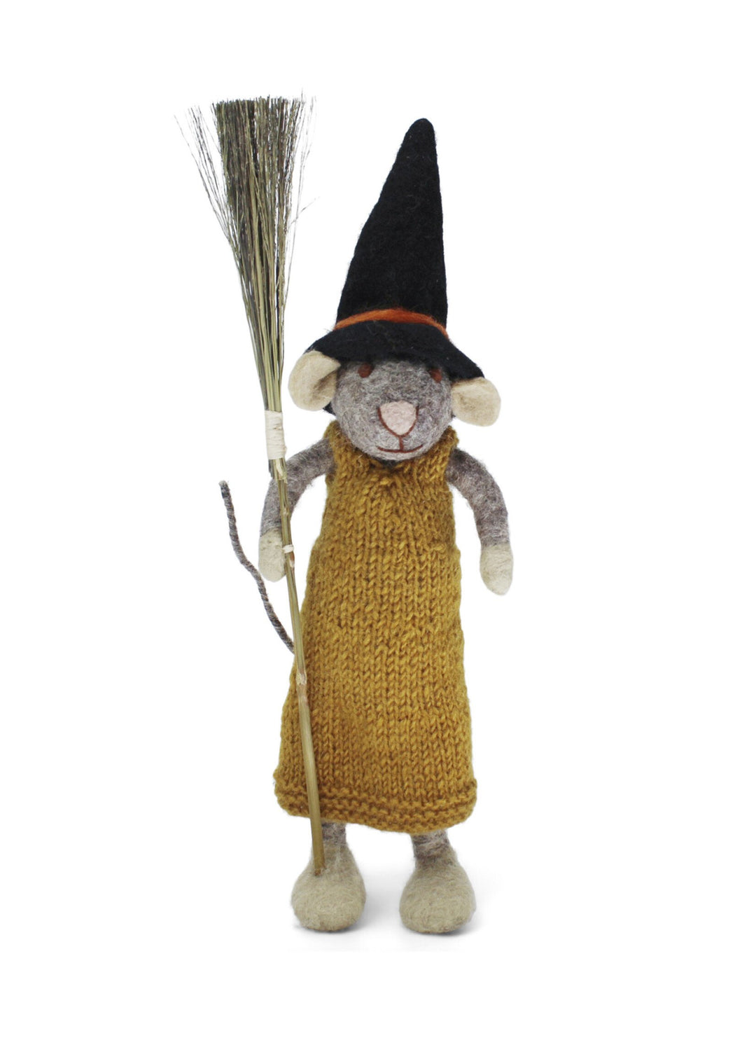 Felt Girl Mouse with Broom, 2 colors, 2 sizes
