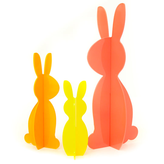 Acrylic Bunnies, Set of 3, 3 colors