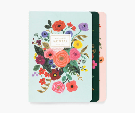 Garden Party Notebooks, set of 3 assorted