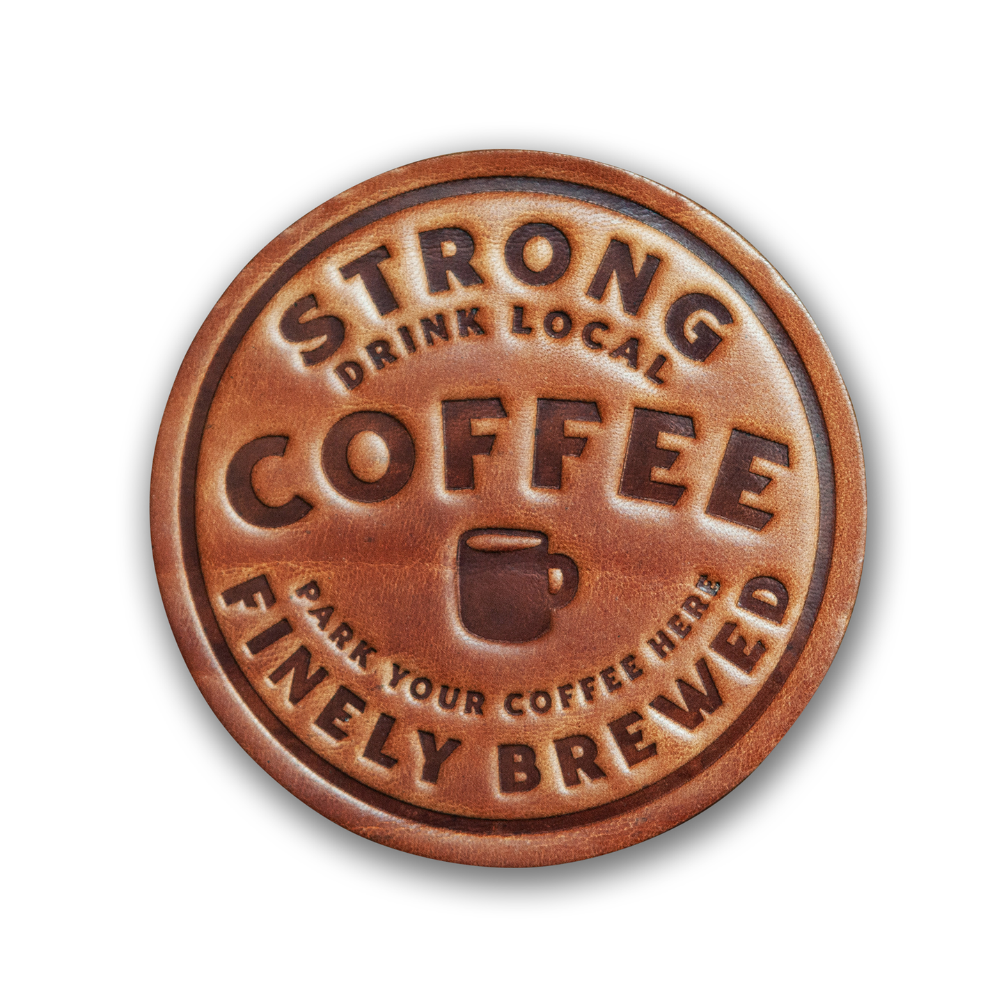 Leather Coaster - Strong Coffee