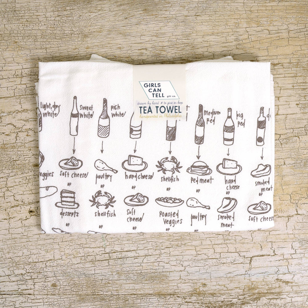 Food and Wine Pairing Tea Towel