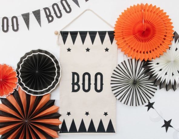 Vintage Halloween Boo Canvas Banner