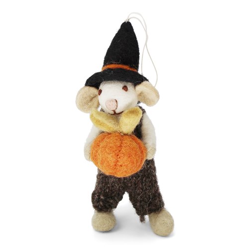 Felt Mouse with Pumpkin, 2 colors, 2 sizes