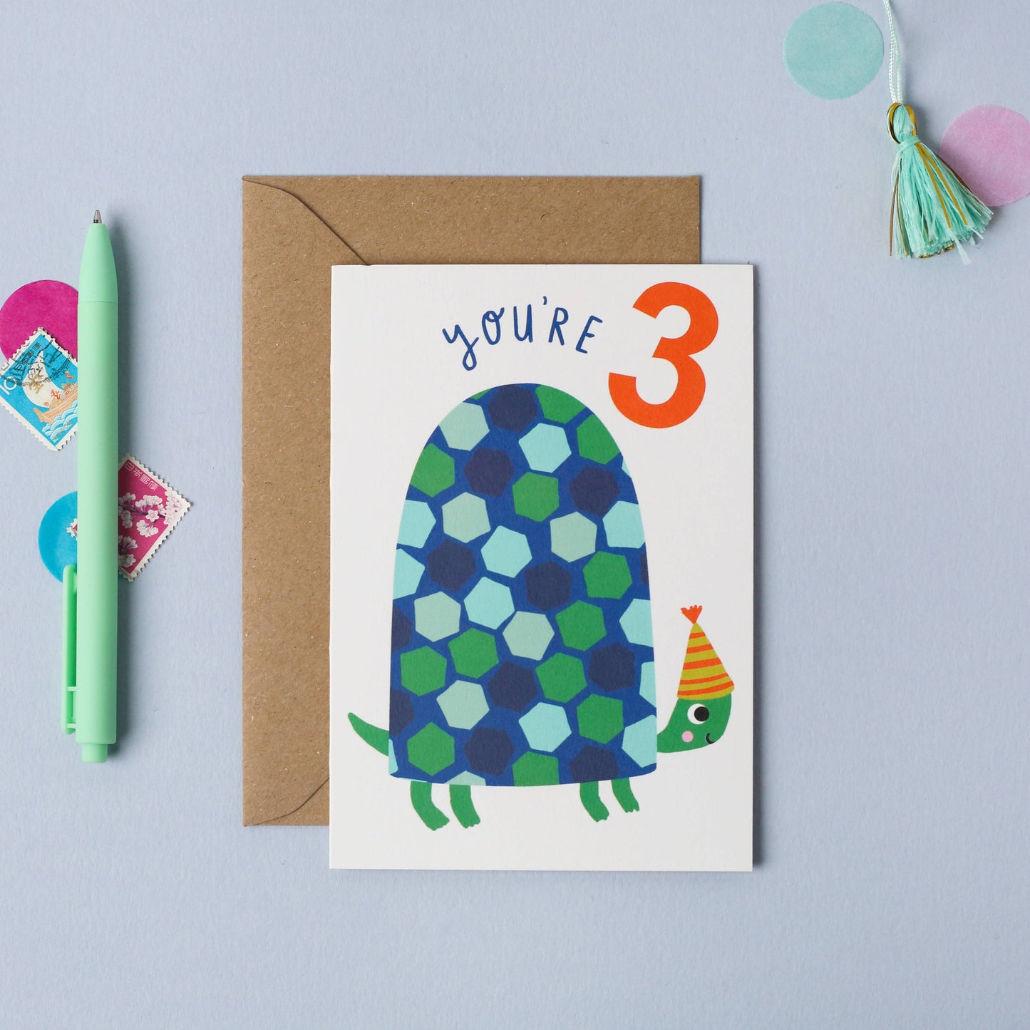 Age 3 Turtle Birthday Card