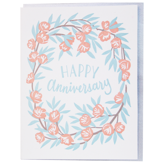 Peony Wreath Anniversary Card