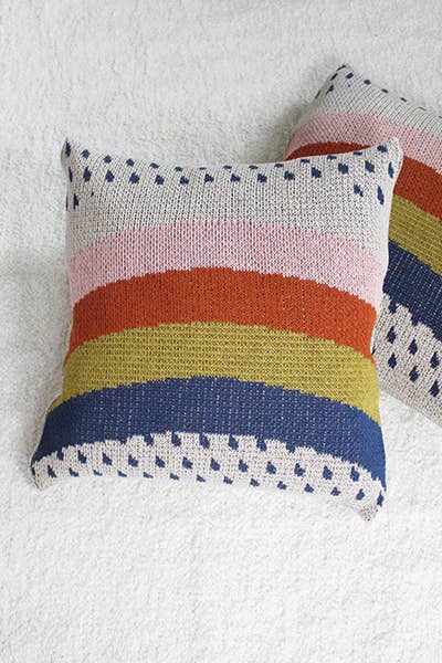 Rainbow Knit Pillow