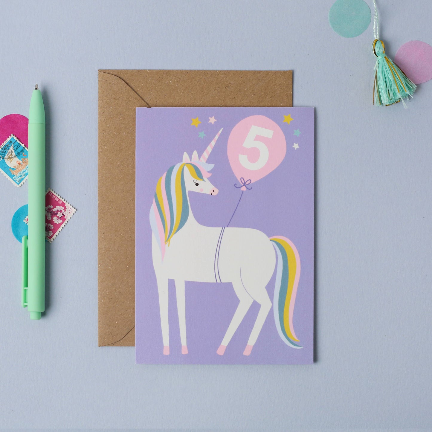 Age 5 Unicorn Birthday Card